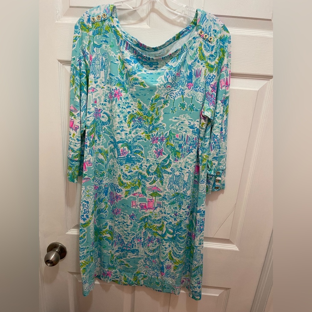 Lilly Pulitzer Blue and Green Pattern Sophie Dress